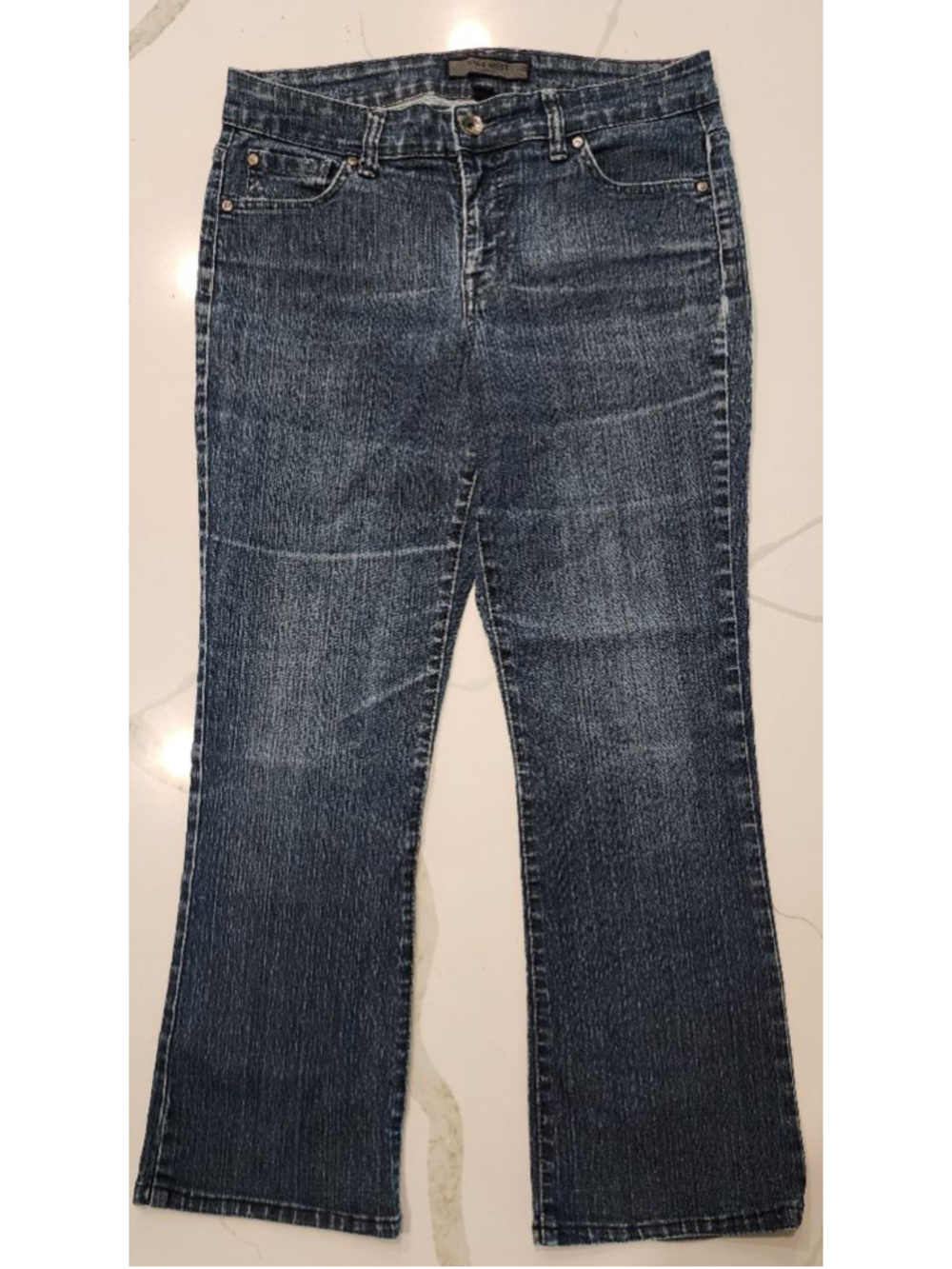 Nine West Jeans Size 6 Dark Wash Bootcut Flare Embroidered Pockets Stretch Denim